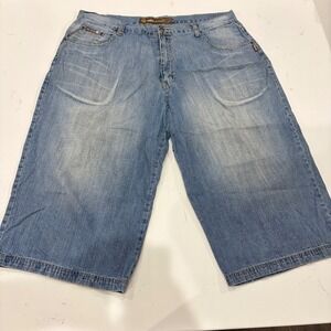 Noiz Jeans Mens 42 Baggy Denim Shorts Blue Light Wash Y2K Skater Streetwear